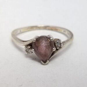 Avon Silver-Tone Ring with Pink Teardrop Stone